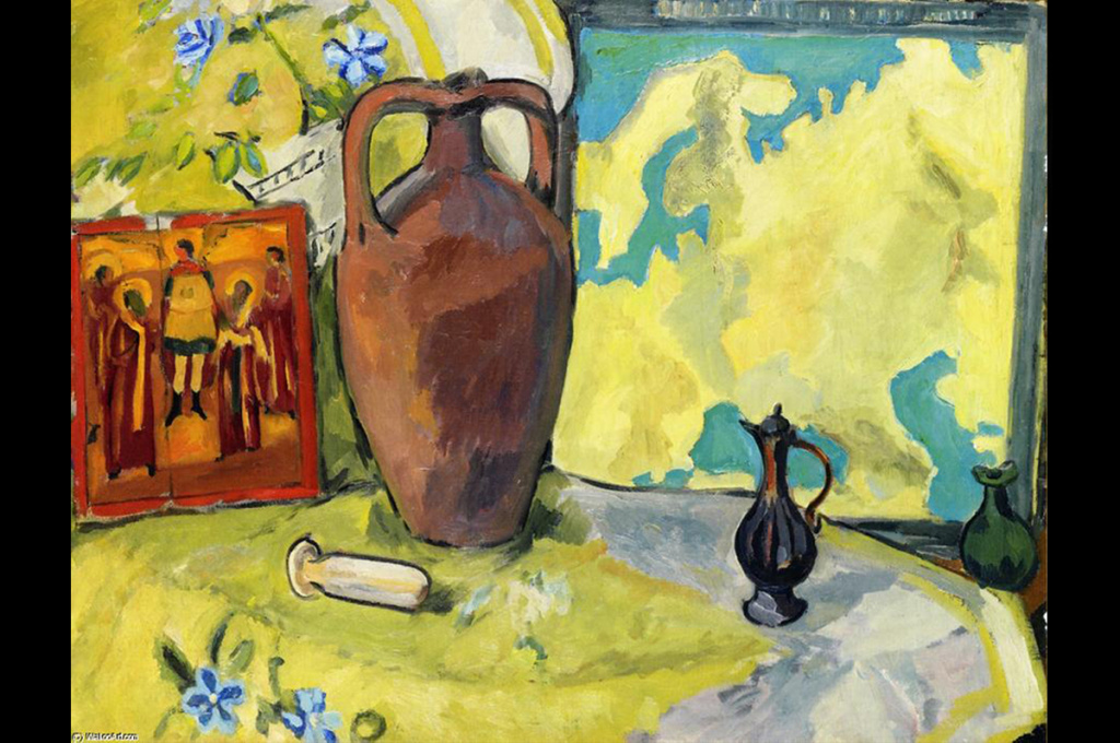 Картина М. Ларионова «Натюрморт с кувшином и иконой». 1910-1912 гг. Картина М. Ларионова «Натюрморт с кувшином и иконой». 1910-1912 гг.