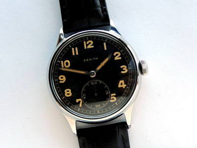 Наручные часы Zenith для немецкой армии. Стальной корпус. 1940-е гг.