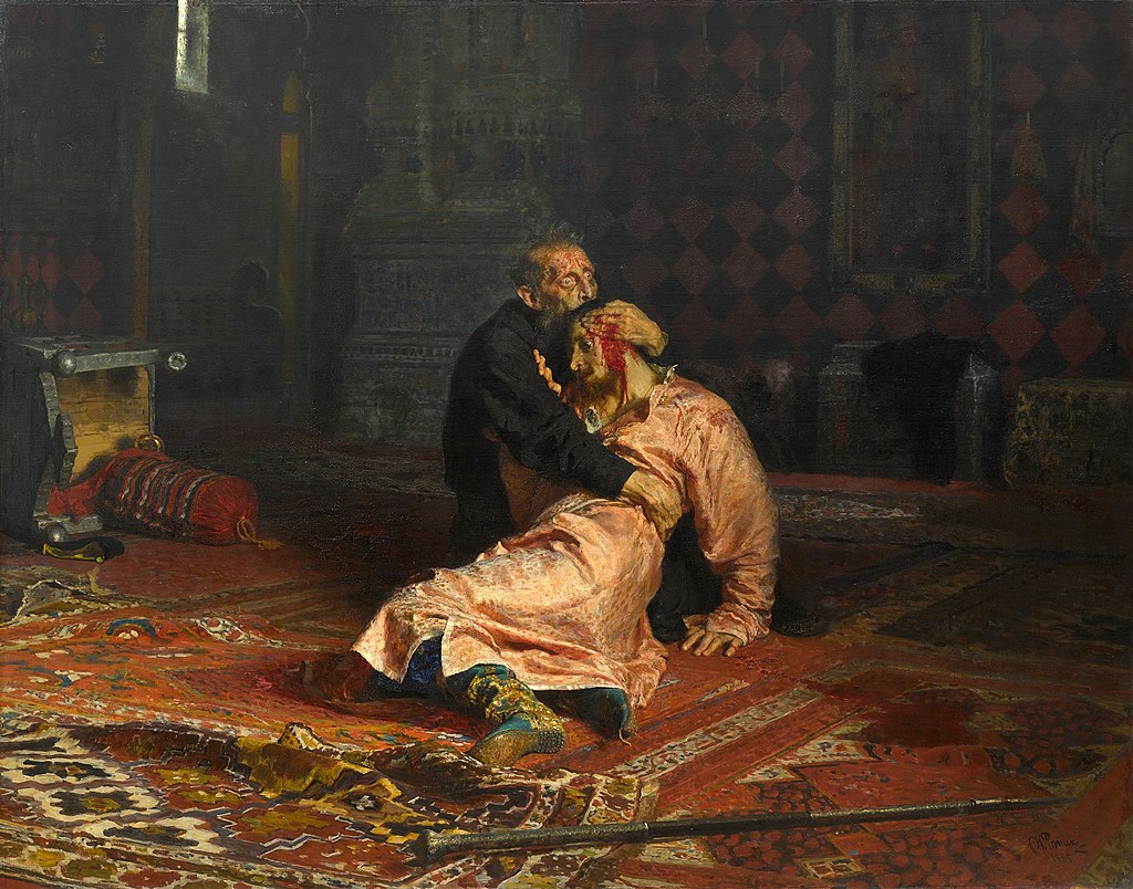 И. Репин. Картина «Иван Грозный и сын его Иван 16 ноября 1581 года». 1885 г. И. Репин. Картина «Иван Грозный и сын его Иван 16 ноября 1581 года». 1885 г.