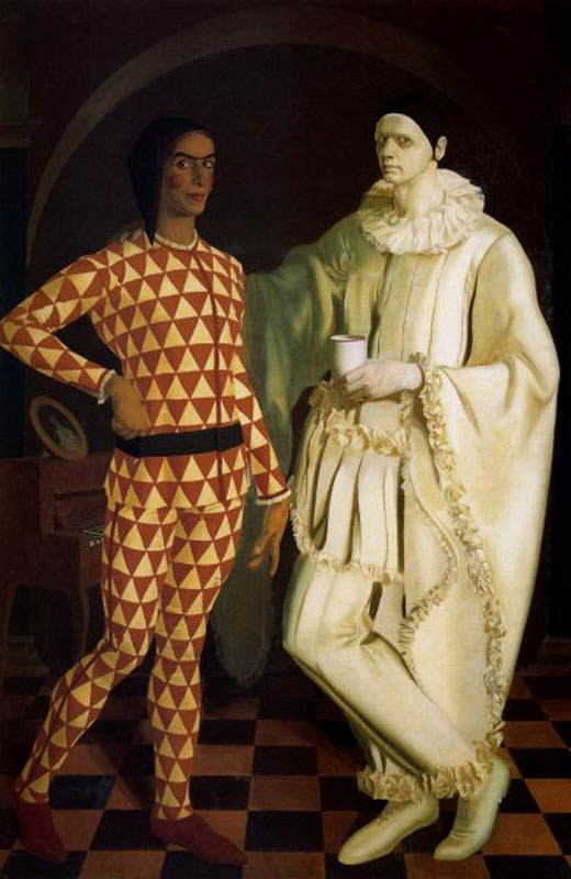 А.Е. Яковлев. В.И. Шухаев. Автопортрет «Арлекин и Пьеро». 1914 г.