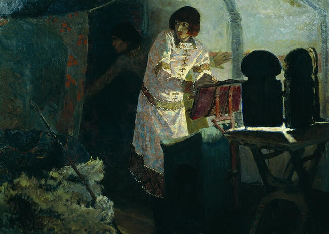 Е. Поленова. «Князь Борис перед убиением». 1896. Е. Поленова. «Князь Борис перед убиением». 1896.
