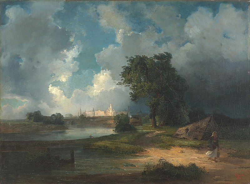 А.К. Саврасов. «Вид на Кремль с Крымского моста в ненастную погоду». 1851 г.