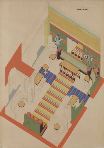 Работа В. Ермилова «Дизайн комнаты отдыха в Харьковском Дворце пионеров и октябрят». Около 1934 г.