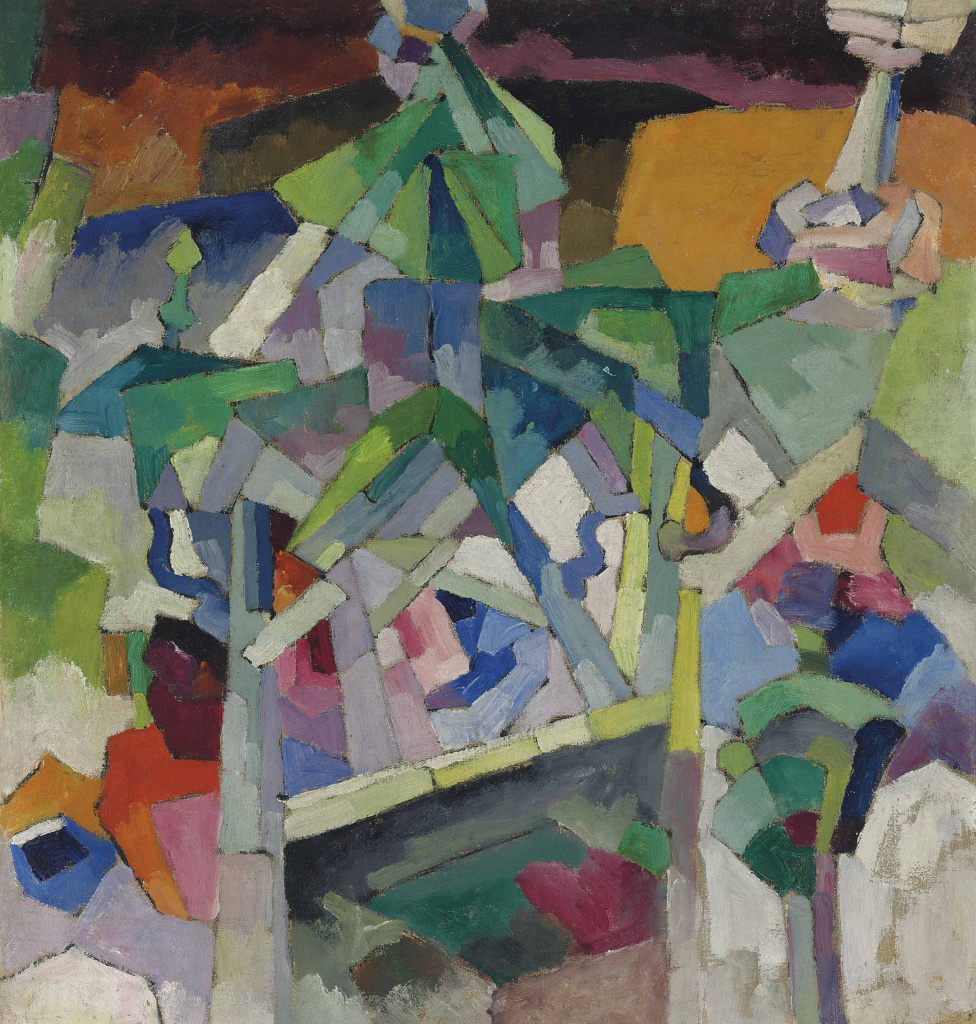 А.В. Лентулов. Холст «Пейзаж с мостом, Кисловодск». 1913 г.