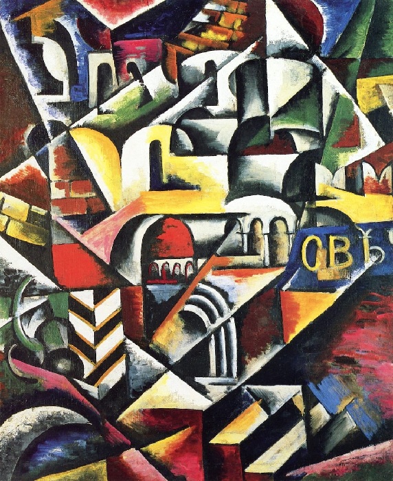 Л.С. Попова. Картина «Кубистический городской пейзаж». 1914 г.