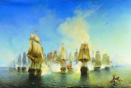А.П. Боголюбов. Холст «Афонское сражение 19 июля 1807 года». 1853 г.