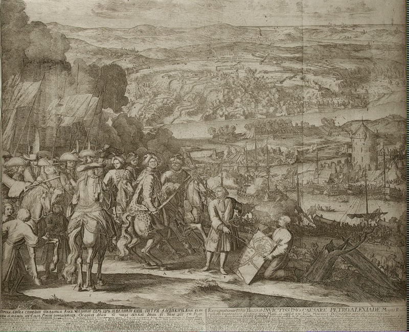 А. Шхонебек. Гравюра «Осада Азова в 1696 г.». 1696 г.