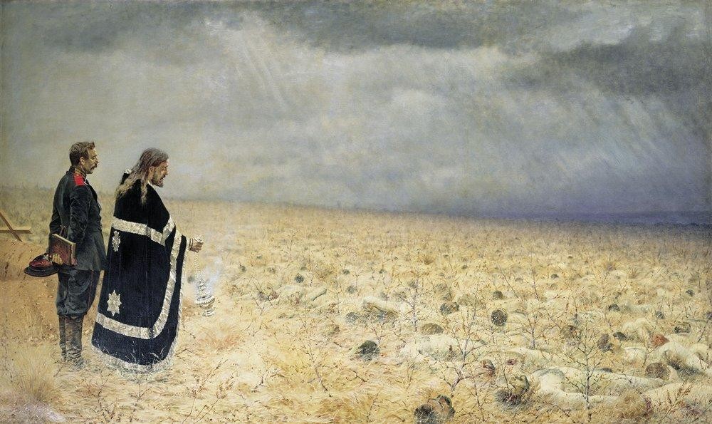 В. Верещагин. «Побежденные. Панихида». 1878–1879 гг. В. Верещагин. «Побежденные. Панихида». 1878–1879 гг.