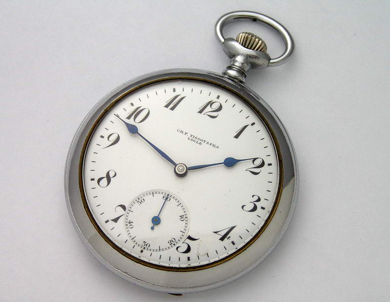 Карманные швейцарские часы бренда Tissot. Хромированная сталь. 1890-1900 гг. 
