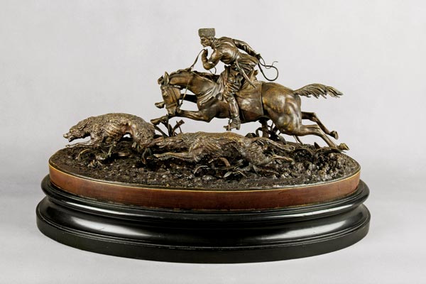 Скульптура «Охота на волка с борзой». Автор Н.И. ЛИБЕРИХ. Начало 1880-х гг.