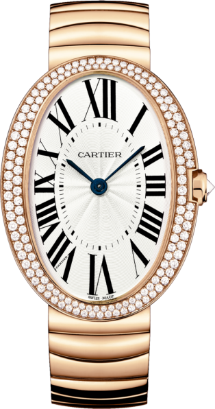 Часы Baignoire из розового золота с бриллиантами. Размер large. Компания Cartier