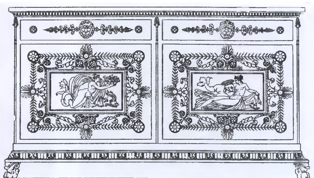 Эскиз комода из «Сборника декора интерьеров» Перрсье и Фонтена 