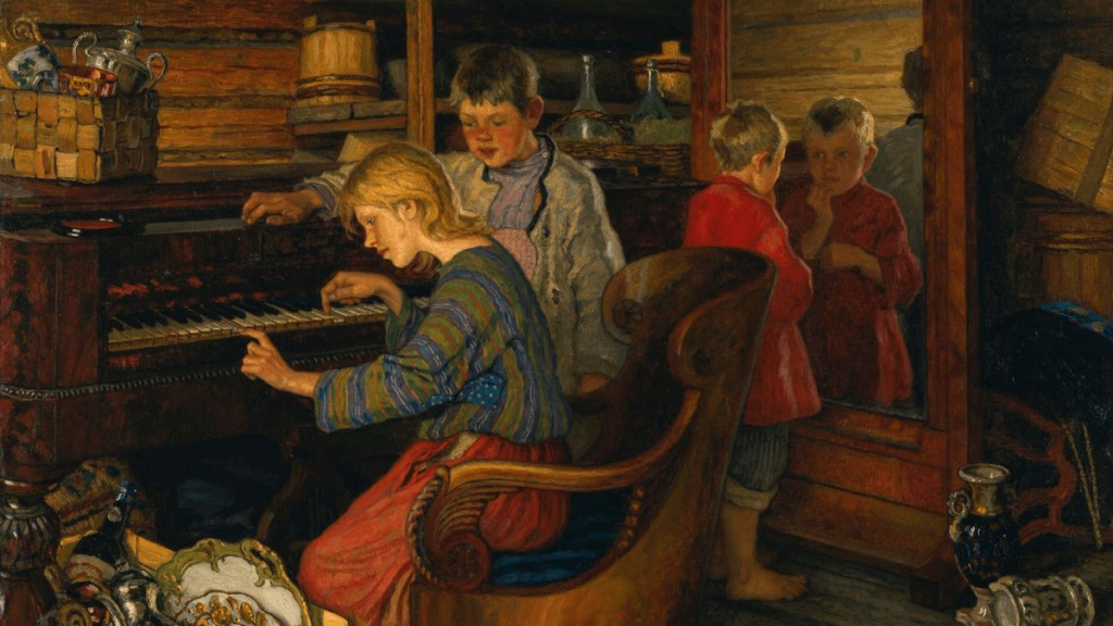 Н.П. Богданов-Бельский. «Дети у пианино». Около 1907-1920 гг.