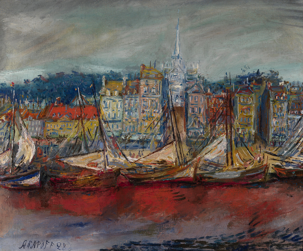 А.А. Арапов. «Лодки у причала». Продана на аукционе MacDougall`s в 2009 г. за 17 тыс. фунтов стерлингов.