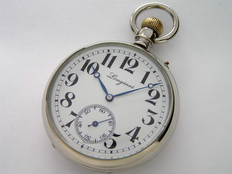 Мельхиоровые часы железнодорожного типа. Longines. 1908-1909 гг. Мельхиоровые часы железнодорожного типа. Longines. 1908-1909 гг.