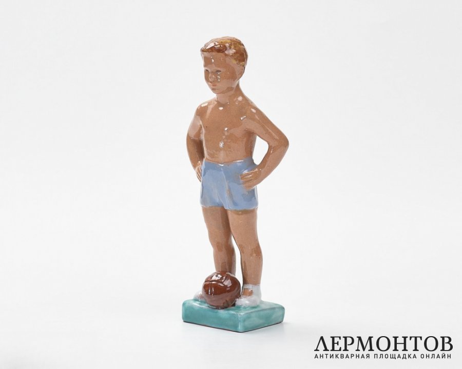 Статуэтка «Юный футболист». Керамика, Izsépy Margit, Венгрия, 1950-е годы