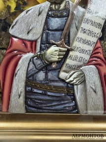 Икона «Святой благоверный князь Александр Невский». Янтарь, серебро, «Сувениры Балтики», Россия