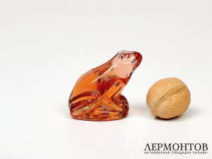 Статуэтка «Лягушка». Красно-коричневое стекло, Чехословакия