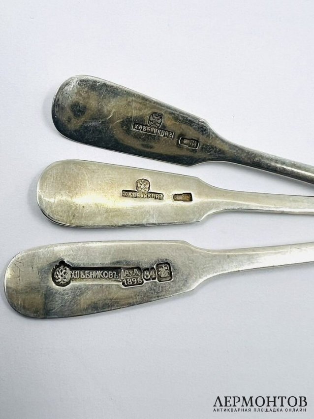 Набор кофейных ложек на 6 персон. Серебро 84 пробы, И. Хлебников, Россия, 1908–1917 годы