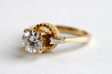 Кольцо Пасьянс. Бриллианты 0.87 ct. Золото 585 пробы. Европа, XX в.