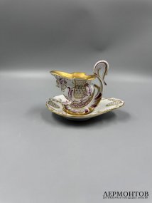 Чайная пара в стиле ампир. Фарфор, роспись, золочение, SP Dresden, Германия, начало 20 века