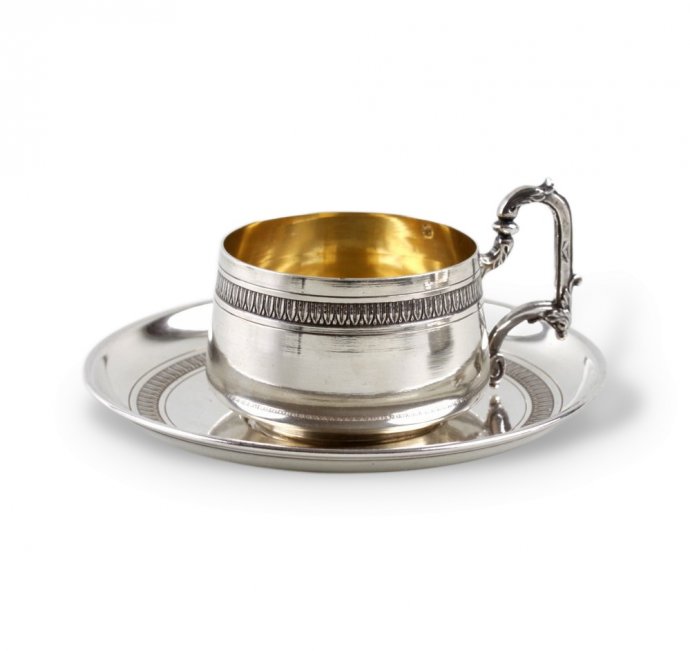 Кофейная пара в классическом стиле Boulanger. Серебро 950, золочение. Франция, XIX в.