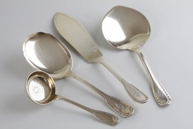 Сервировочный десертный набор. Серебро 950 пробы, золочение. Франция