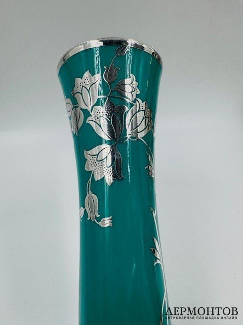 Ваза для цветов в технике silver overlay. Фарфор, серебро, Rosenthal, Германия, 1-я половина 20 века