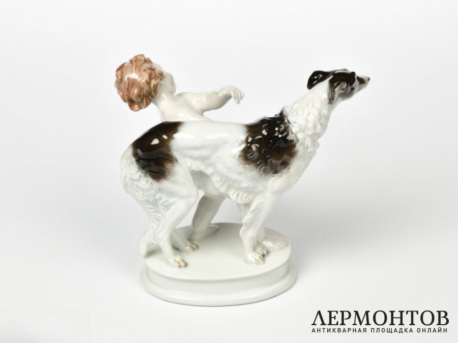 Статуэтка «Путти и борзая». Фарфор, Rosenthal, Германия, 1950 год