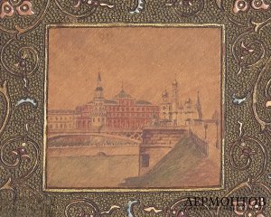 Шкатулка «Кремль». Дерево, в стиле Абрамцево, Россия, первая половина XX века