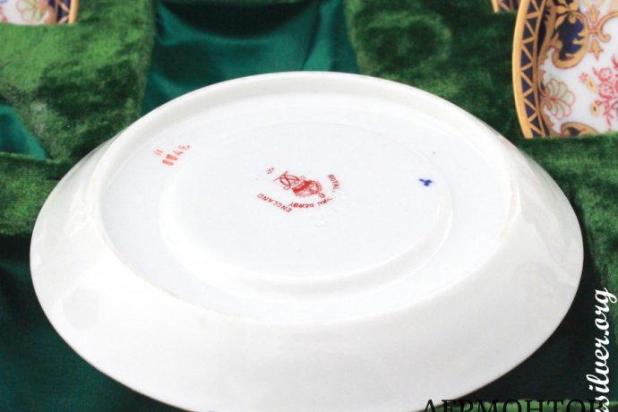 Кофейный сервиз Royal Crown Derby. Фарфор и серебро 925 пробы. Англия. Антиквариат