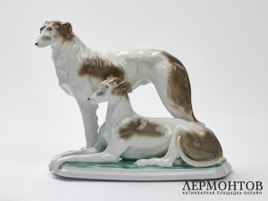 Статуэтка «Борзые». Фарфор, Тюрингия, Германия, середина XX века