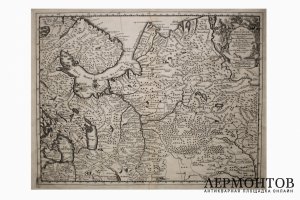 Карта. Север Европейской части России. Гравюра на меди. А. Олеарий. Амстердам, 1727 г