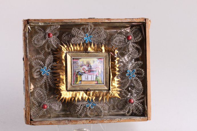 Икона "Успение Божией Матери" Эмаль, финифть, латунь.