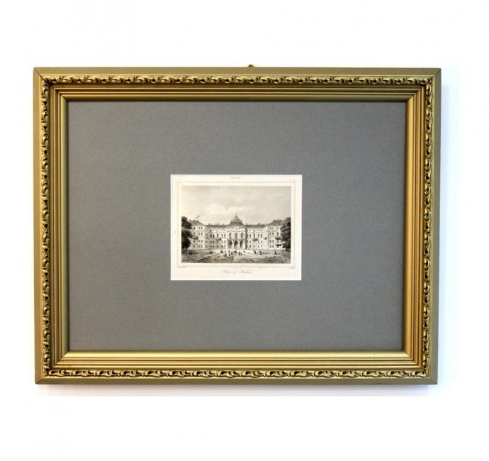 Гравюра. Большой дворец в Стрельне. 1838 год. Шоле