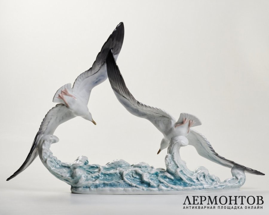 Статуэтка «Играющие чайки». Фарфор, Rosenthal, Германия, 1969 год