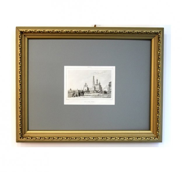 Гравюра. Москва. Колокольня Ивана Великого. 1838 год. Шоле