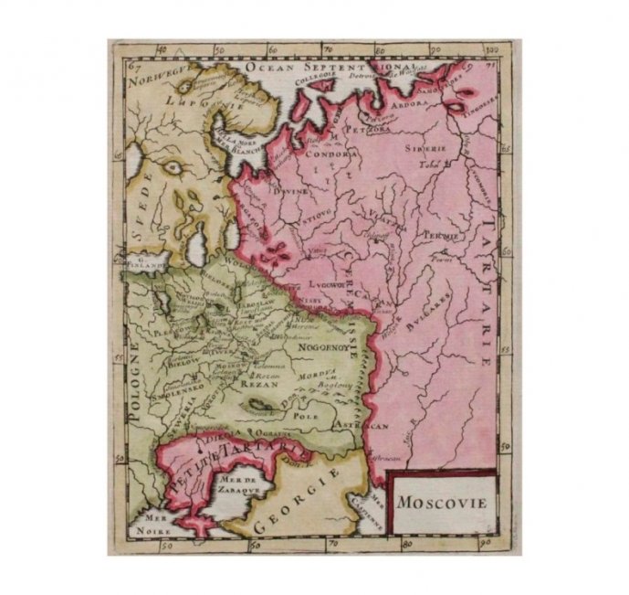 Карта России, Крыма, Грузии, Малой Татарии. А. М. Мале. Франция, 1683 год.