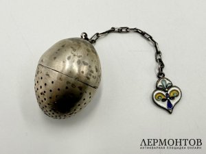 Ситечко для чая. Серебро 875 пробы, эмаль.