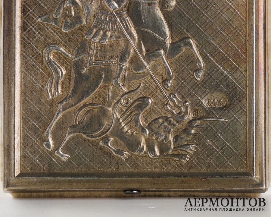 Икона дорожная «Георгий Победоносец». Серебро, современная работа