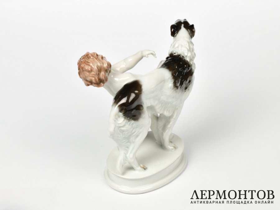Статуэтка «Путти и борзая». Фарфор, Rosenthal, Германия, 1950 год