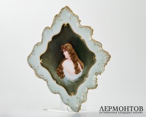 Блюдо «Портрет девушки». Фарфор, Haviland, Лимож, Франция, конец XIX века, роспись 1907 года