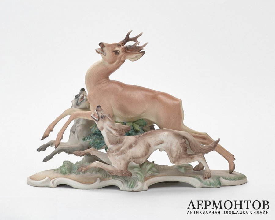Статуэтка «Олень и борзые». Фарфор, Rosenthal, Германия