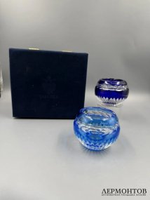 Парные подсвечники «Nadya», синие. Цветной хрусталь, Faberge