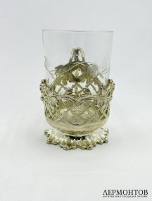Подстаканник с цветочными букетами. Серебро 875 пробы, Gebrüder Deyhle, Германия, 1909–1917 годы