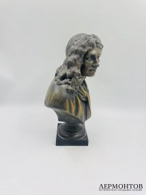 Бюст Мольера. Шпиатр, патинирование, Франция, 19 век