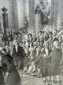 Литография «Приём в институте». Charles Motte, Франция, 1-я треть 19 века