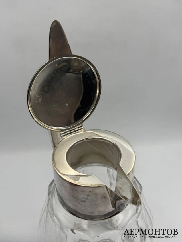 Кувшин для напитков. Серебро 800 пробы, хрусталь, Bruckmann, Германия, 1910–1920 годы