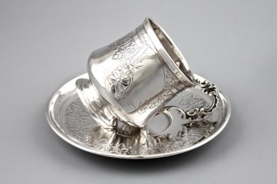 КОФЕЙНАЯ ПАРА в классическом стиле. СЕРЕБРО 950 ПРОБЫ. ФРАНЦИЯ.