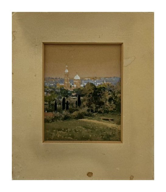 Картина «Церковь Благовещения». Картон, акварель, В. Г. Кричевский, Россия, начало 20 века